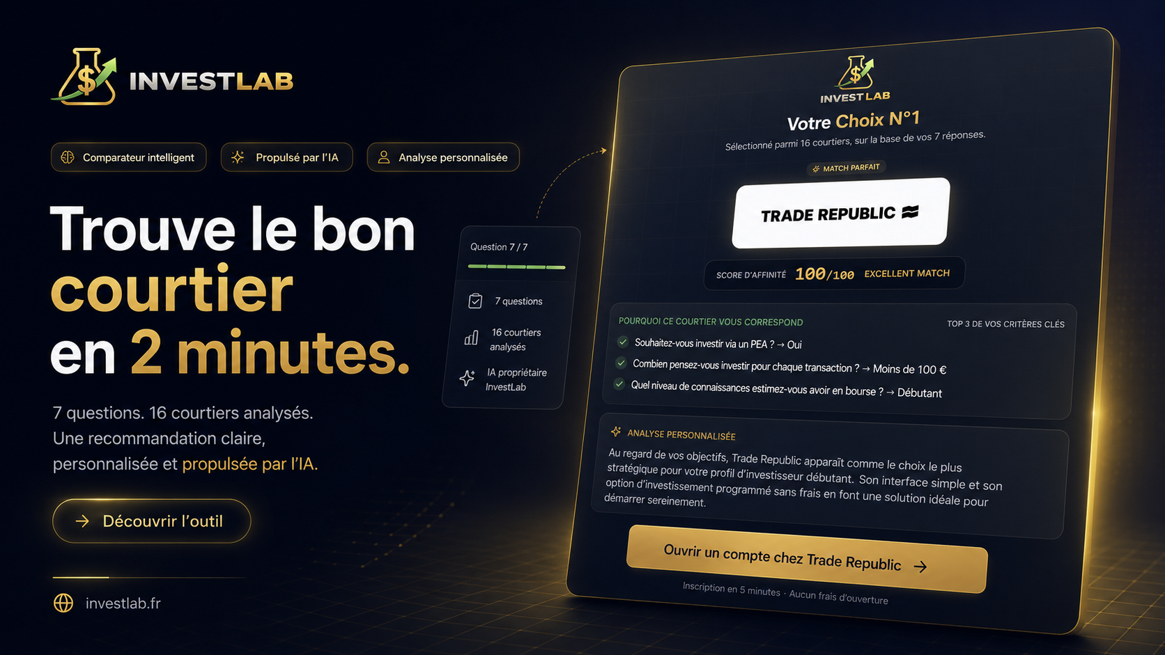 Aperçu du comparateur de courtiers IA InvestLab